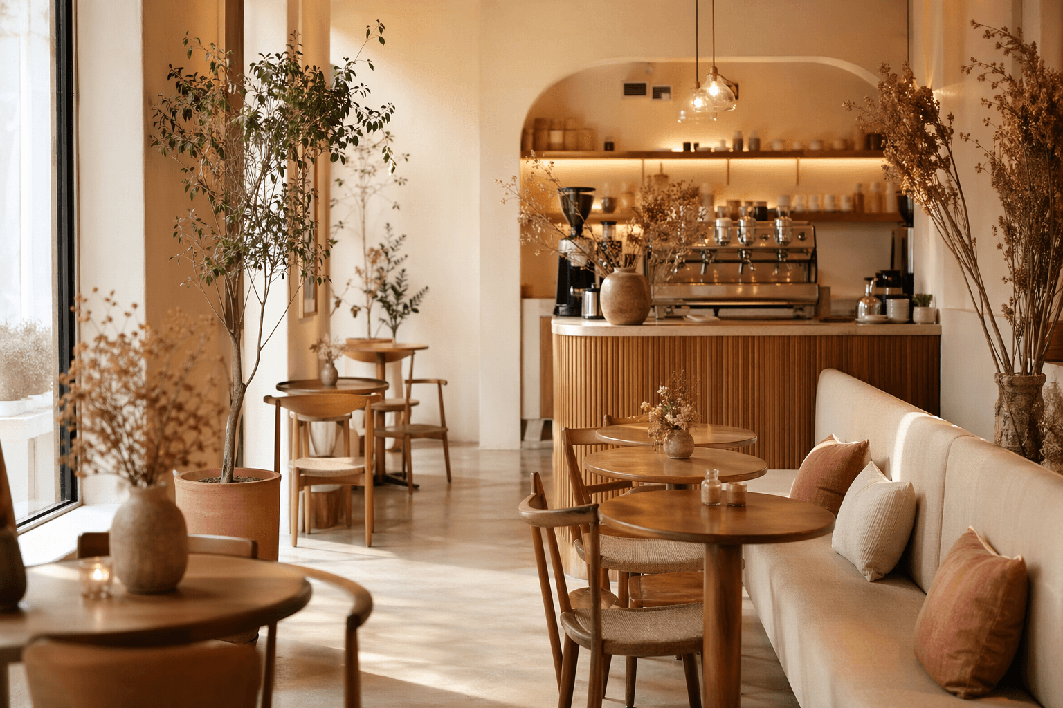 Interior moderno de cafeteria